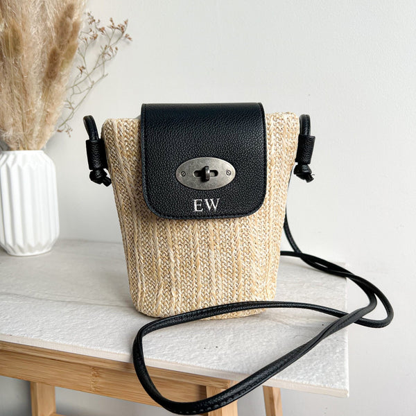 Bohdi Personalised Mini Straw Crossbody Bag OLIVIA AND GRAY LTD