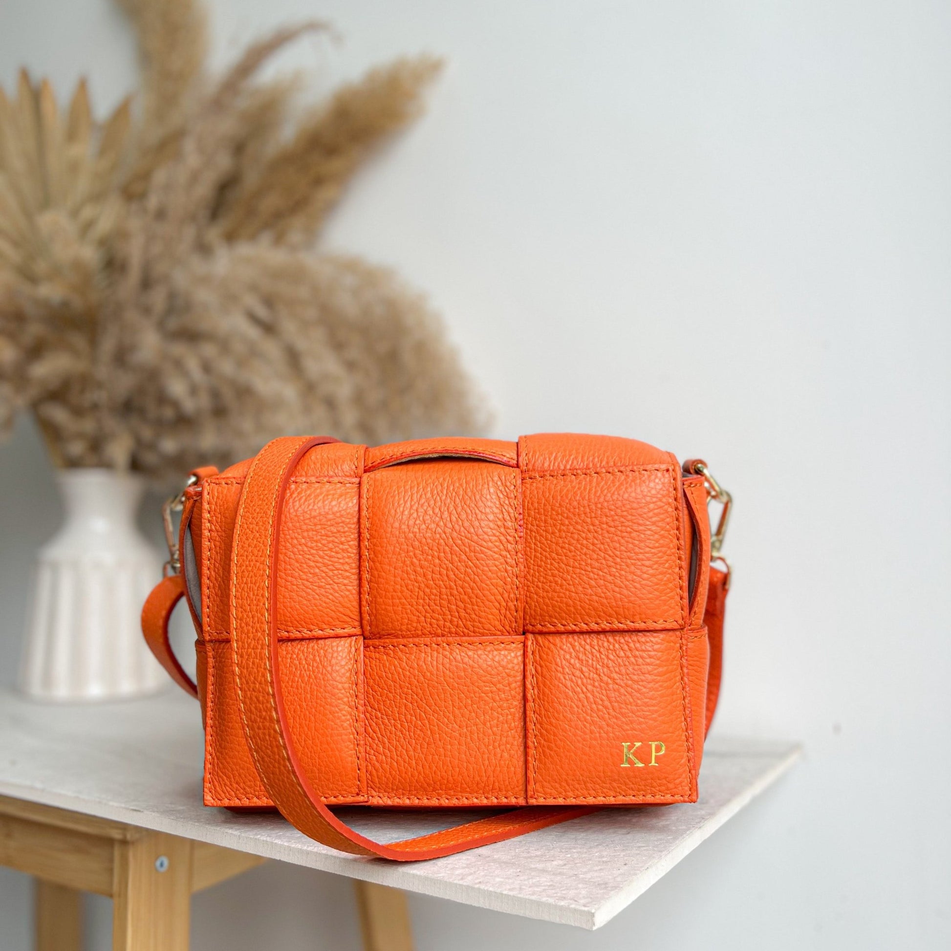 Hedi Personalised Leather Woven Crossbody Bag - OLIVIA AND GRAY LTD