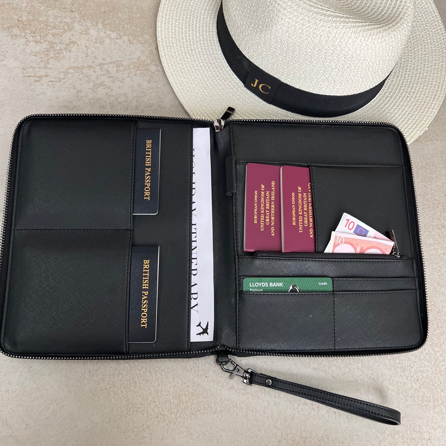 Personalised Travel Document Holder Monogram Initials OLIVIA AND GRAY LTD