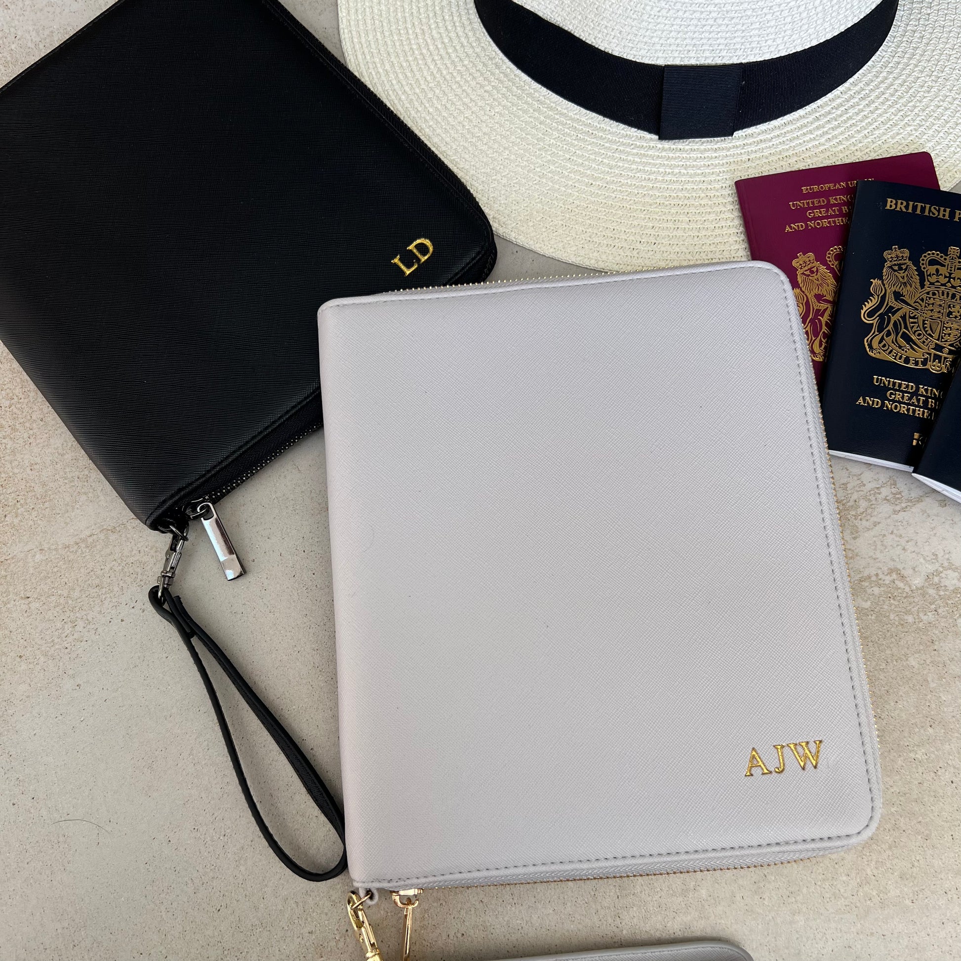 Personalised Travel Document Holder Monogram Initials OLIVIA AND