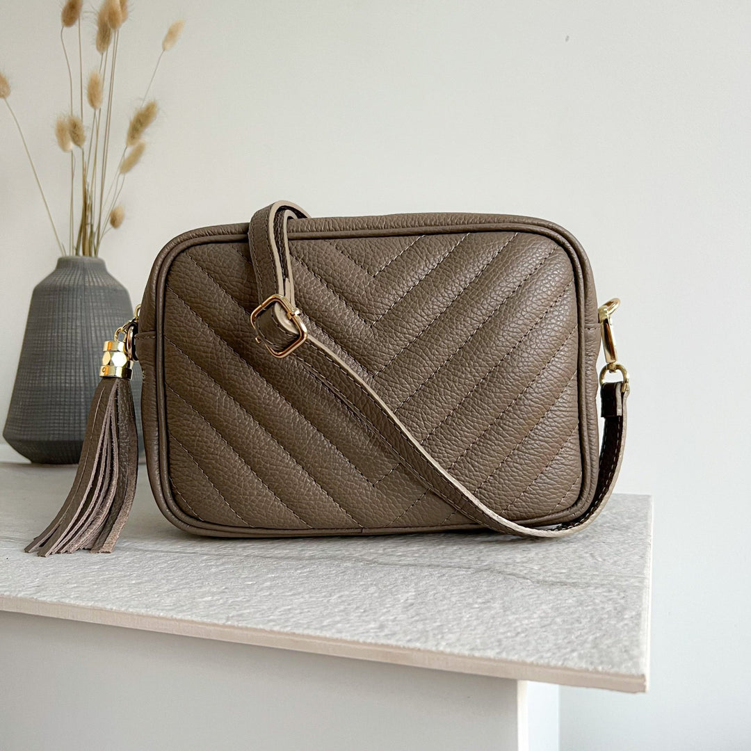 Kira Personalised Quilted Leather Crossbody Bag - OLIVIA AND GRAY LTD