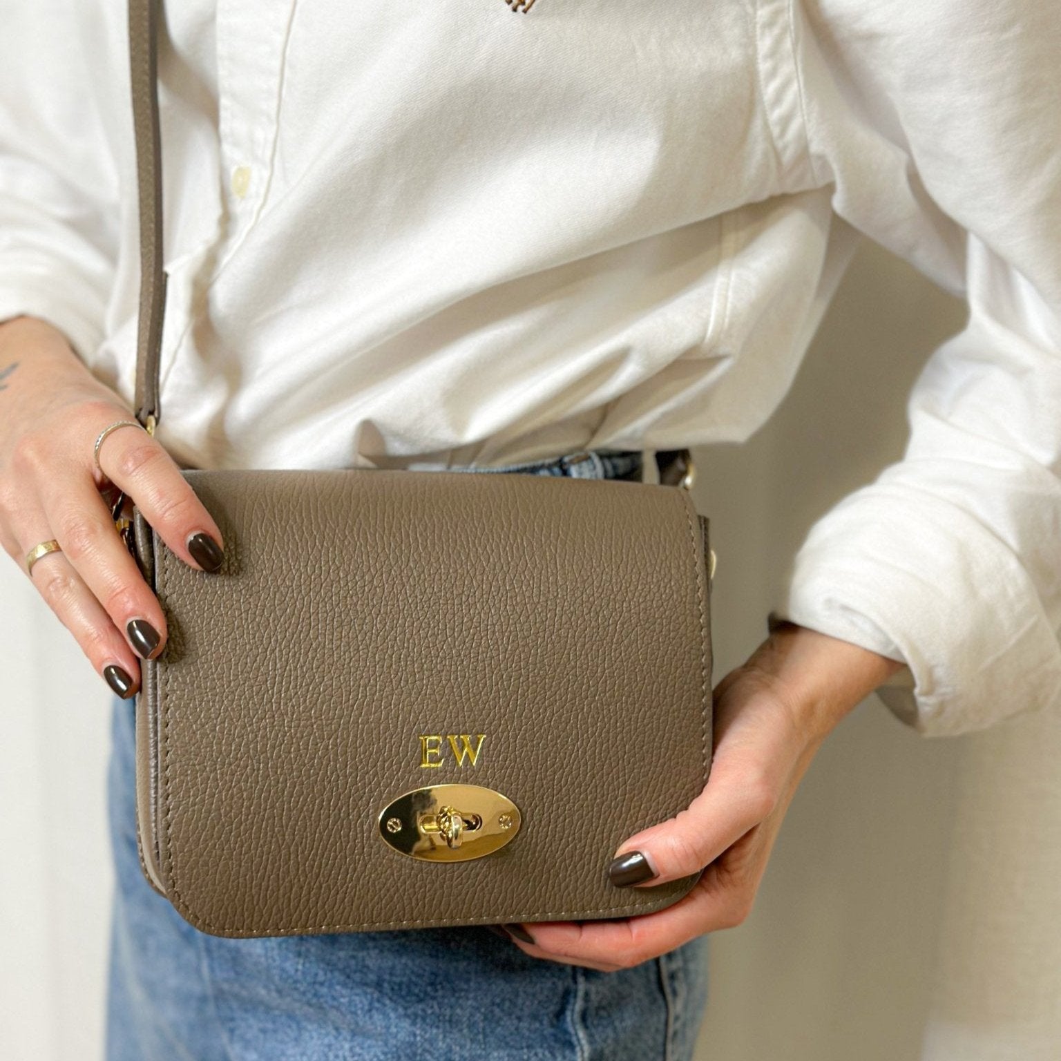 Margot Personalised Leather Satchel Crossbody Bag – OLIVIA AND