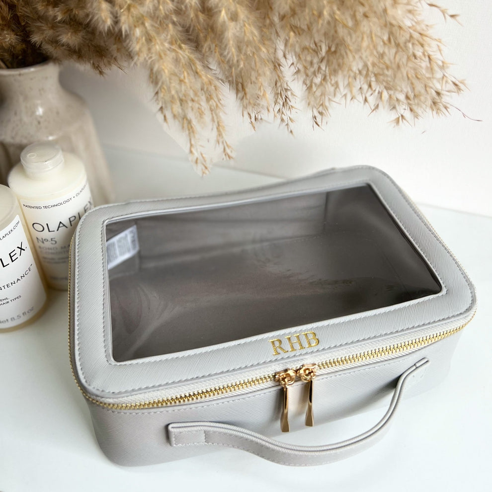 Personalised Top Handle Clear Travel Cosmetic Case – OLIVIA AND GRAY LTD