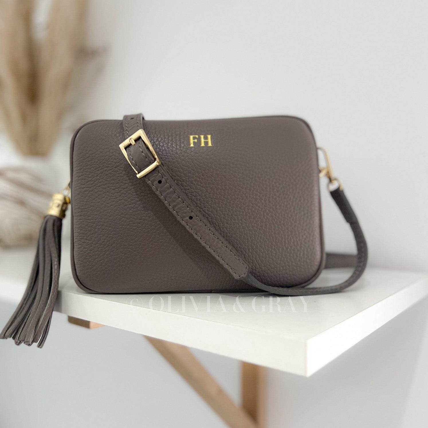 Saskia Personalised Leather Crossbody Bag - OLIVIA AND GRAY LTD